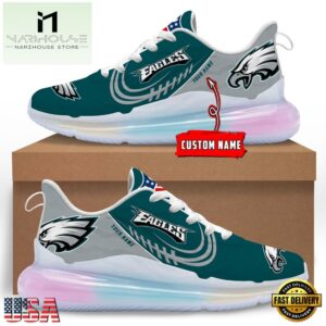 NFL Philadelphia Eagles Custom Rainbow Atmospheric Cushion Running Shoes, Women's Sneaker