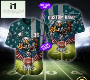 NFL Philadelphia Eagles Eagle US Flag x Veterans Custom Baseball Jersey