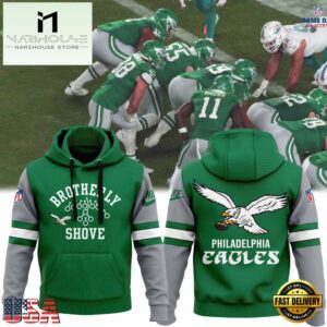 NFL Philadelphia Eagles Kelly Green Brotherly Shove Hoodie