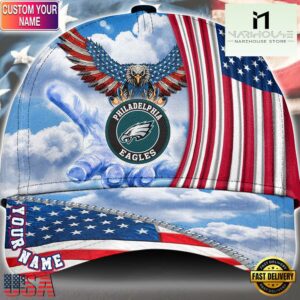 NFL Philadelphia Eagles Special American Flag Veterans Custom Cap