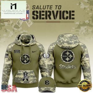 NFL Pittsburgh Steelers 2024 Salute to Service Club Green Camo Hoodie Best Veterans Day Gift