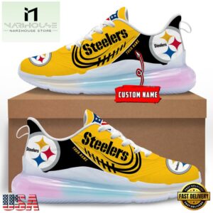 NFL Pittsburgh Steelers Custom Rainbow Atmospheric Cushion Running Shoes, Women's Sneaker