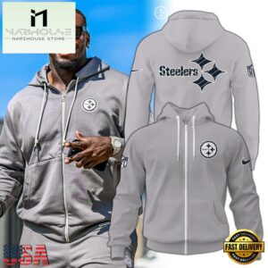 NFL Pittsburgh Steelers Logo Team Grey Zip Hoodie