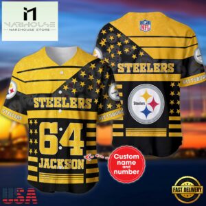NFL Pittsburgh Steelers Personalized American Flag Baseball Jersey