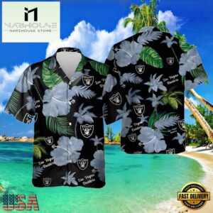 NFL Raiders Hawaiian Shirts For Men Hibiscus Flower Pattern , Vintage Hawaiian Shirts 7 NFL Raiders Hawaiian Shirts For Men Hibiscus Flower Pattern