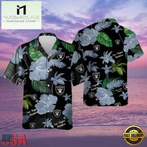 NFL Raiders Hawaiian Shirts For Men Hibiscus Flower Pattern