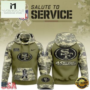 NFL San Francisco 49ers 2024 Salute to Service Club Green Camo Hoodie Best Veterans Day Gift