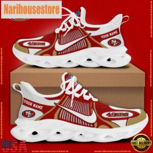 NFL San Francisco 49ers Blue White Stripes Logo Custom Clunky Max Soul Shoes