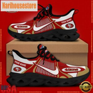 NFL San Francisco 49ers Blue White Stripes Logo Custom Clunky Max Soul Shoes