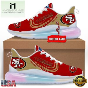 NFL San Francisco 49ers Custom Rainbow Atmospheric Cushion Running Shoes, Women's Sneaker