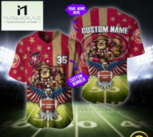 NFL San Francisco 49ers Eagle US Flag x Veterans Custom Baseball Jersey