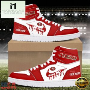 NFL San Francisco 49ers Grunge Style Custom Air Jordan 1 Shoes