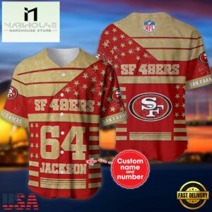 NFL San Francisco 49ers Personalized American Flag Baseball Jersey