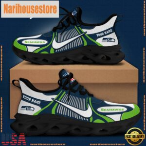 NFL Seattle Seahawks Blue White Stripes Logo Custom Clunky Max Soul Shoes