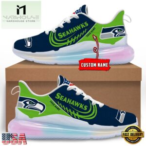 NFL Seattle seahawks Custom Rainbow Atmospheric Cushion Running Shoes, Women's Sneaker