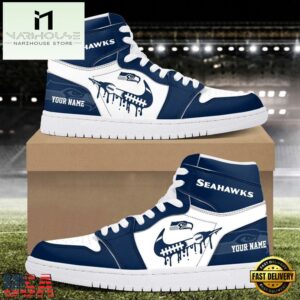 NFL Seattle Seahawks Grunge Style Custom Air Jordan 1 Shoes