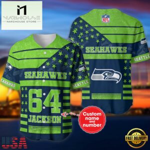 NFL Seattle Seahawks Personalized American Flag Baseball Jersey