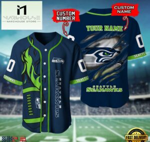 NFL Seattle Seahawks Team Logo Litmited Edition Baseball Jersey