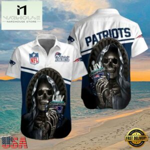 NFL Skull Helmet Champions New England Patriots Super Bowl LIV Tribute Hawaiian Shirt, Tournament Football Hawaiian Shirts 9 NFL Skull Helmet Champions New England Patriots Super Bowl LIV Tribute Hawaiian Shirt