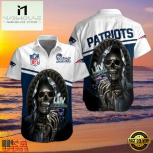 NFL Skull Helmet Champions New England Patriots Super Bowl LIV Tribute Hawaiian Shirt, Tournament Football Hawaiian Shirts 7 NFL Skull Helmet Champions New England Patriots Super Bowl LIV Tribute Hawaiian Shirt