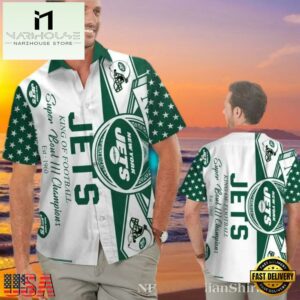 NFL Super Bowl III Champions Commemorative NY Jets Hawaiian Shirt, Tournament Football Hawaiian Shirts 7 NFL Super Bowl III Champions Commemorative NY Jets Hawaiian Shirt