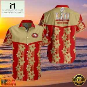 NFL Super Bowl LIV Commemorative San Francisco 49ers Custom Name Aloha Hawaiian Shirt