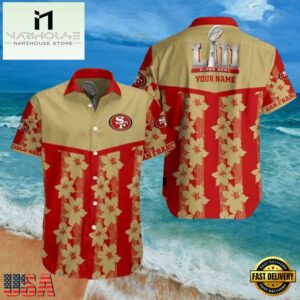 NFL Super Bowl LIV Commemorative San Francisco 49ers Custom Name Aloha Hawaiian Shirt