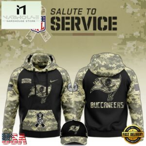 NFL Tampa Bay Buccaneers 2024 Salute to Service Club Black Camo Hoodie Best Veterans Day Gift