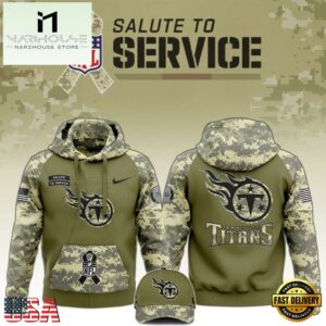 NFL Tennessee Titans 2024 Salute to Service Club Green Camo Hoodie Best Veterans Day Gift