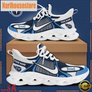 NFL Tennessee Titans Blue White Stripes Logo Custom Clunky Max Soul Shoes