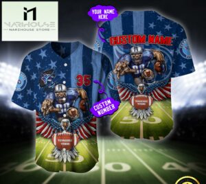 NFL Tennessee Titans Eagle US Flag x Veterans Custom Baseball Jersey