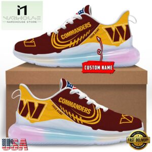 NFL Washington Commanders Custom Rainbow Atmospheric Cushion Running Shoes, Women's Sneaker
