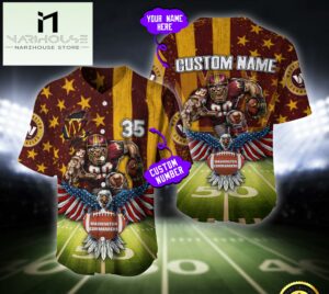 NFL Washington Commanders Eagle US Flag x Veterans Custom Baseball Jersey