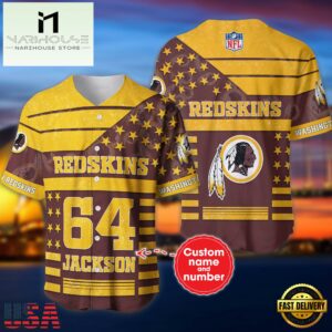 NFL Washington Football Team Personalized American Flag Baseball Jersey