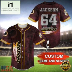 NFL Washington Redskins Personalized Baseball Jersey, Football Team Design Jersey Shirt