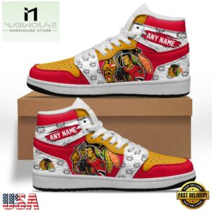 NHL Chicago Blackhawks Team Mascot Design Air Jordan 1 Hightop Shoes