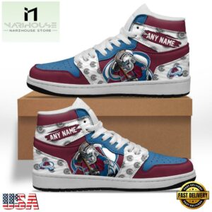 NHL Colorado Avalanche Team Mascot Design Air Jordan 1 Hightop Shoes