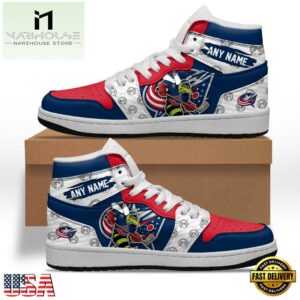 NHL Columbus Blue Jackets Team Mascot Design Air Jordan 1 Hightop Shoes