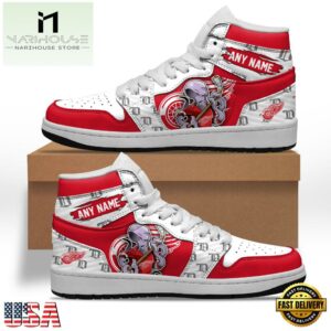 NHL Detroit Red Wings Team Mascot Design Air Jordan 1 Hightop Shoes