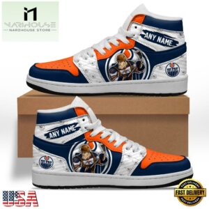 NHL Edmonton Oilers Team Mascot Design Air Jordan 1 Hightop Shoes