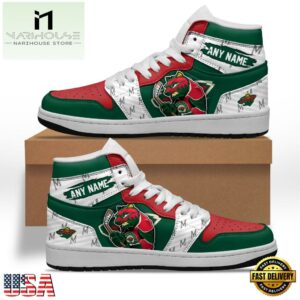 NHL Minnesota Wild Team Mascot Design Air Jordan 1 Hightop Shoes