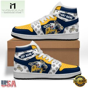 NHL Nashville Predators Team Mascot Design Air Jordan 1 Hightop Shoes