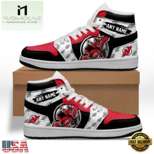 NHL New Jersey Devils Team Mascot Design Air Jordan 1 Hightop Shoes
