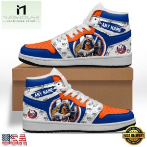 NHL New York Islanders Team Mascot Design Air Jordan 1 Hightop Shoes