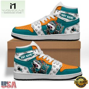 NHL San Jose Sharks Team Mascot Design Air Jordan 1 Hightop Shoes