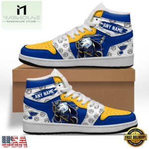 NHL St. Louis Blues Team Mascot Design Air Jordan 1 Hightop Shoes