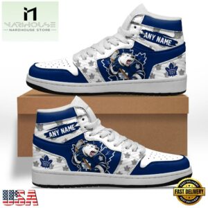 NHL Toronto Maple Leafs Team Mascot Design Air Jordan 1 Hightop Shoes