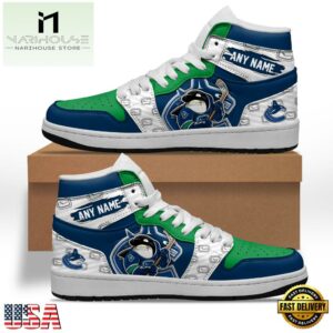 NHL Vancouver Canucks Team Mascot Design Air Jordan 1 Hightop Shoes
