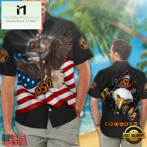 Oklahoma State Cowboys Eagle US Flag Hawaiian Shirt