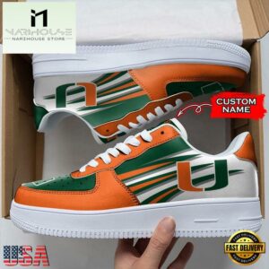 Personalized Name NCAA Miami Hurricanes Air Force 1 Shoes